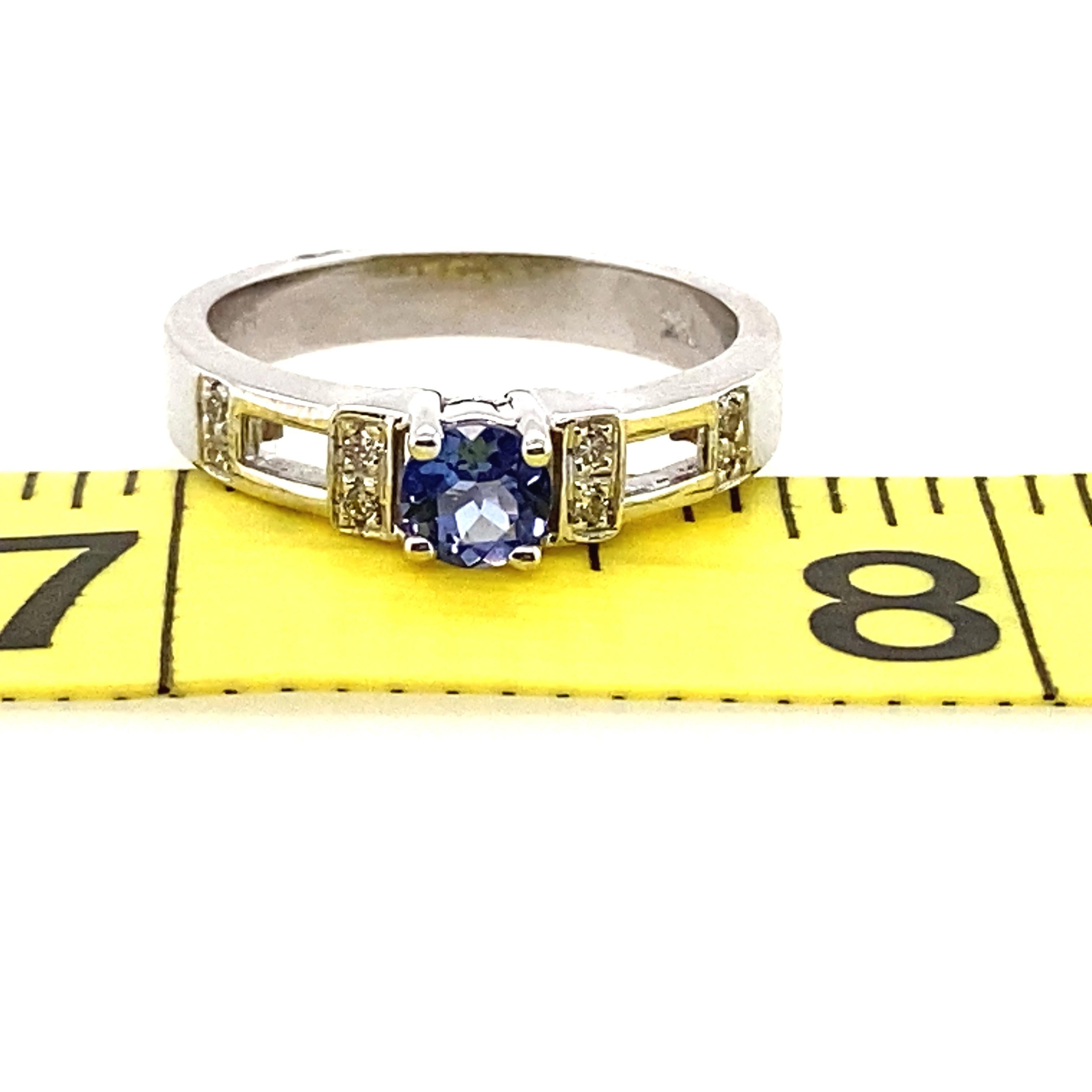 18k White Gold LeVian Tanzanite and Diamond Ring For Sale 1