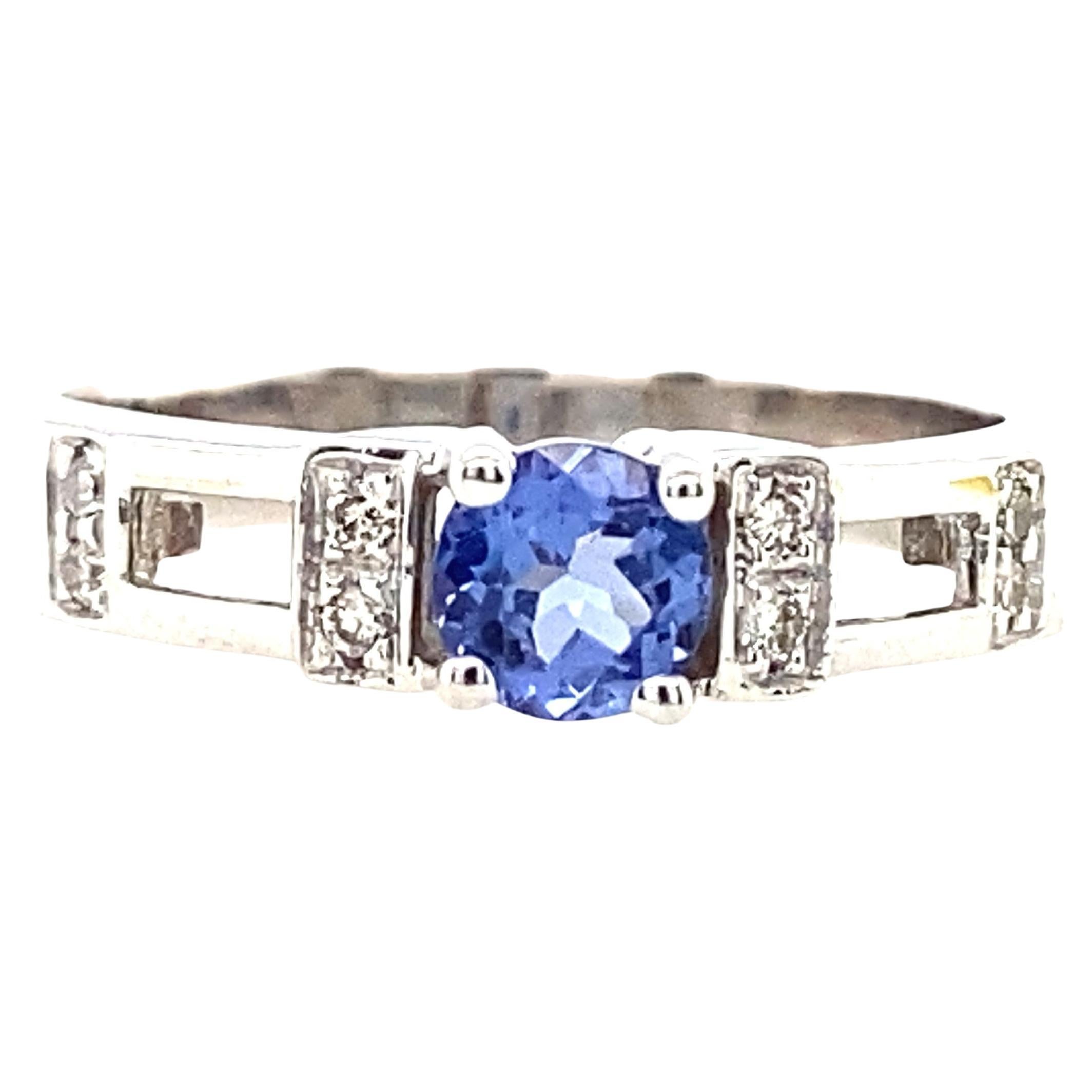 18k White Gold LeVian Tanzanite and Diamond Ring For Sale