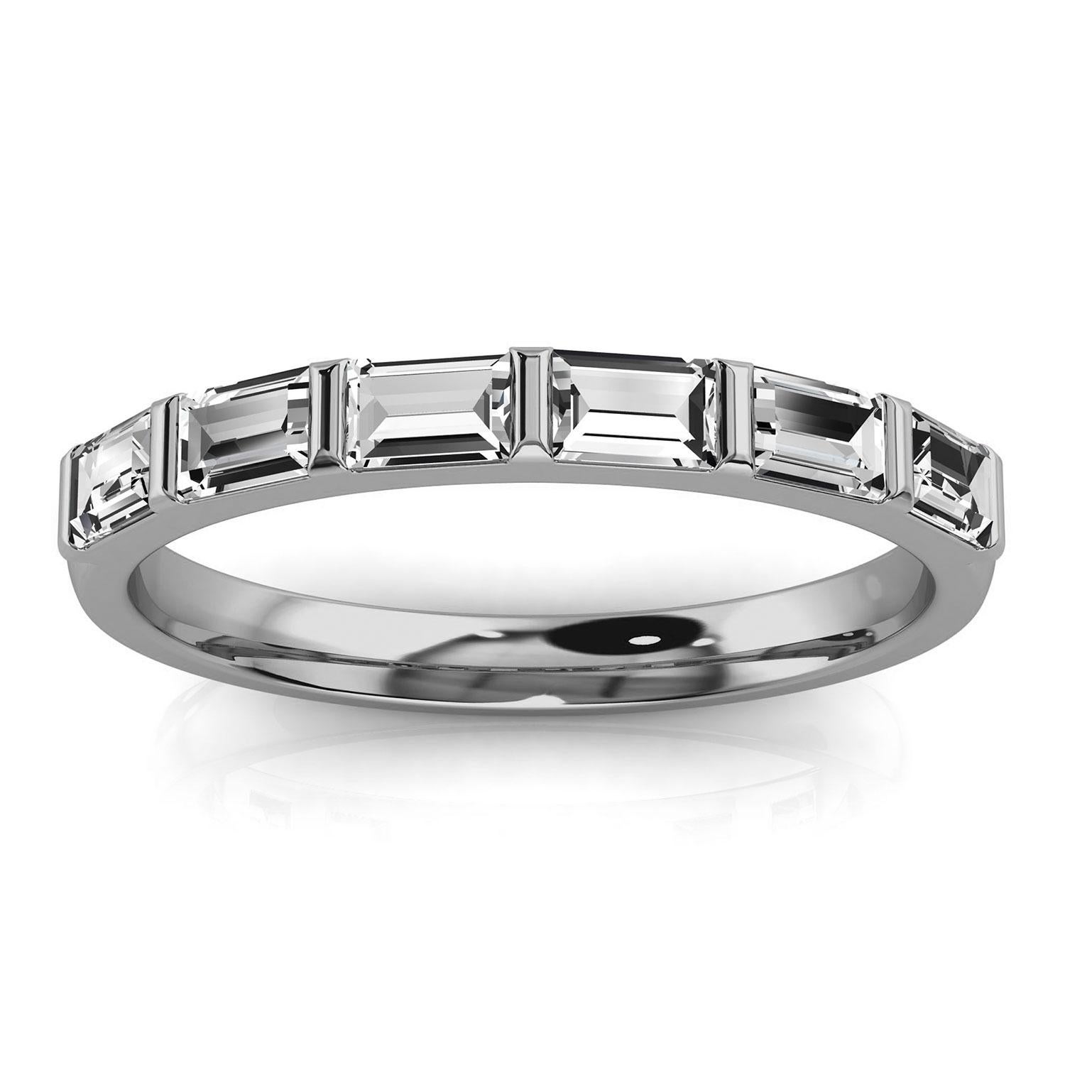 This Delicate ring features six (6) Baguette shape diamonds set in between thin bars to enhance it's organic look. Experience the difference in person!

Product details: 

Center Gemstone Type: NATURAL DIAMOND
Center Gemstone Color: WHITE
Side