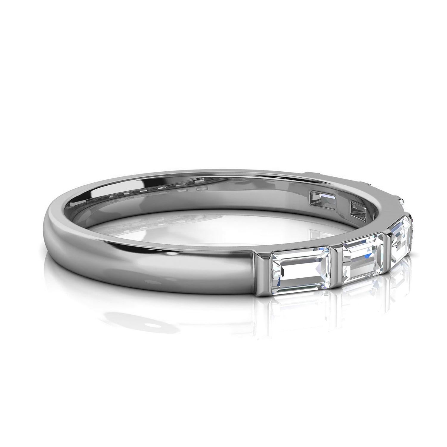 Baguette Cut 18K White Gold Lindie Baguette Organic Design Diamond Ring '1/2 Ct. Tw' For Sale