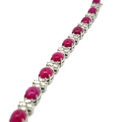 Bracciale A Link in oro bianco 18K con diamanti rotondi da 1,75 carati e rubino da 11 carati