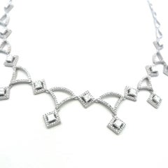 18K White Gold Link Necklace with 6.3ct Round & Princess Cut F VS Diamonds