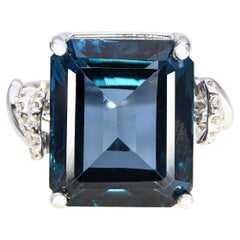 18k Weißgold Londoner Blautopas und Diamant Statement-Ring