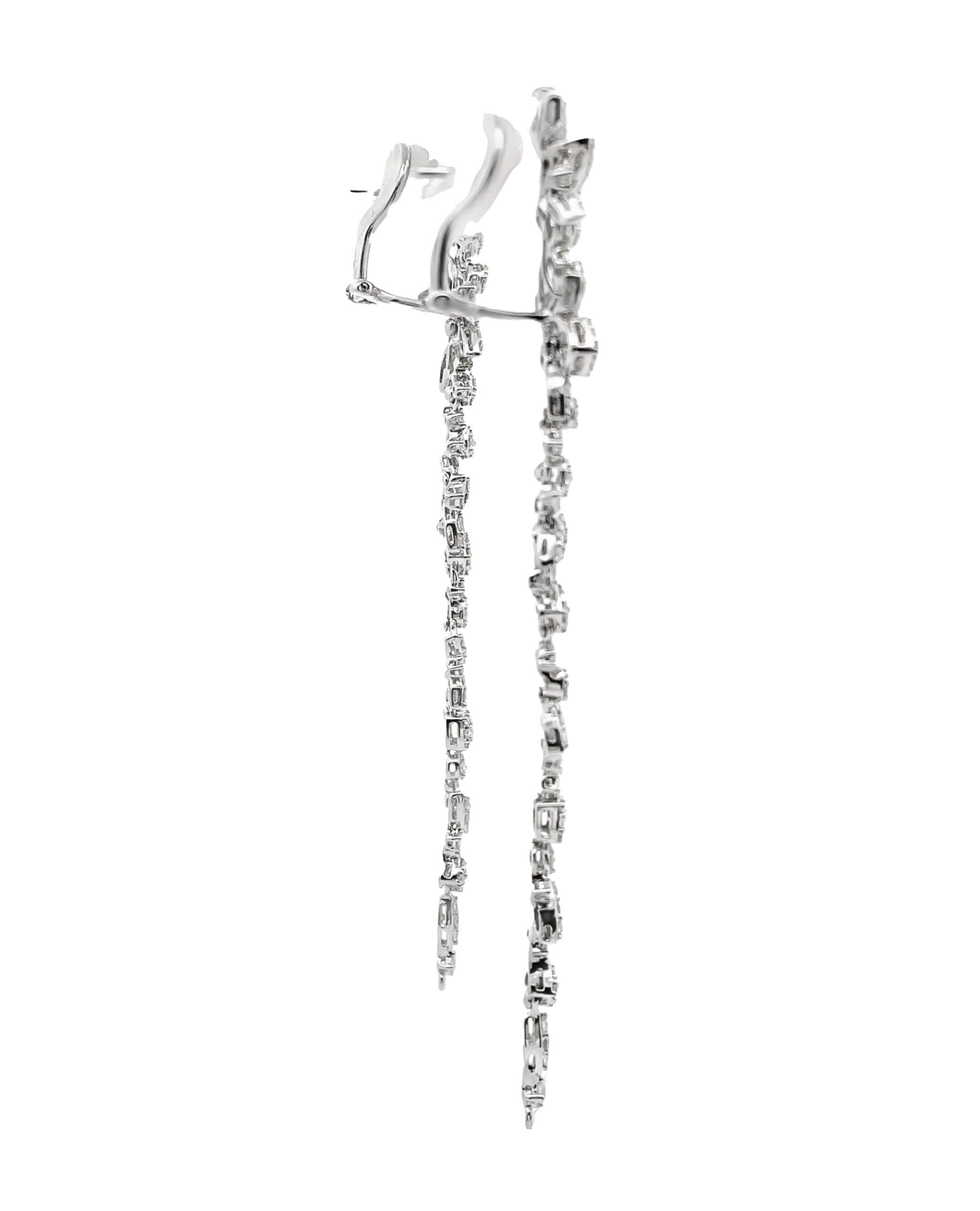 18K White Gold Long and Short Convertible Earrings 1