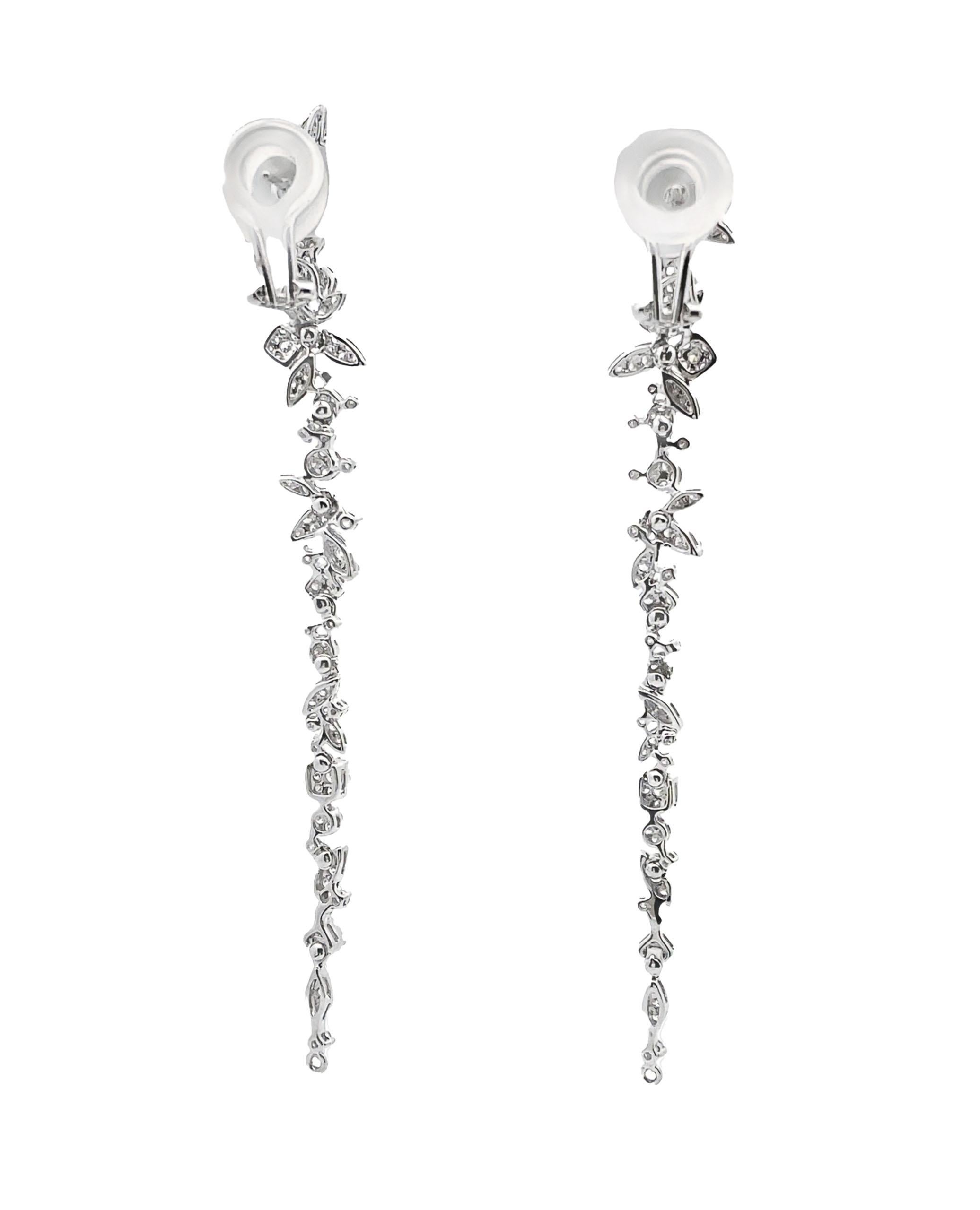 18K White Gold Long and Short Convertible Earrings 2