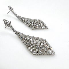 18k White Gold Long Dangle Diamond Earrings