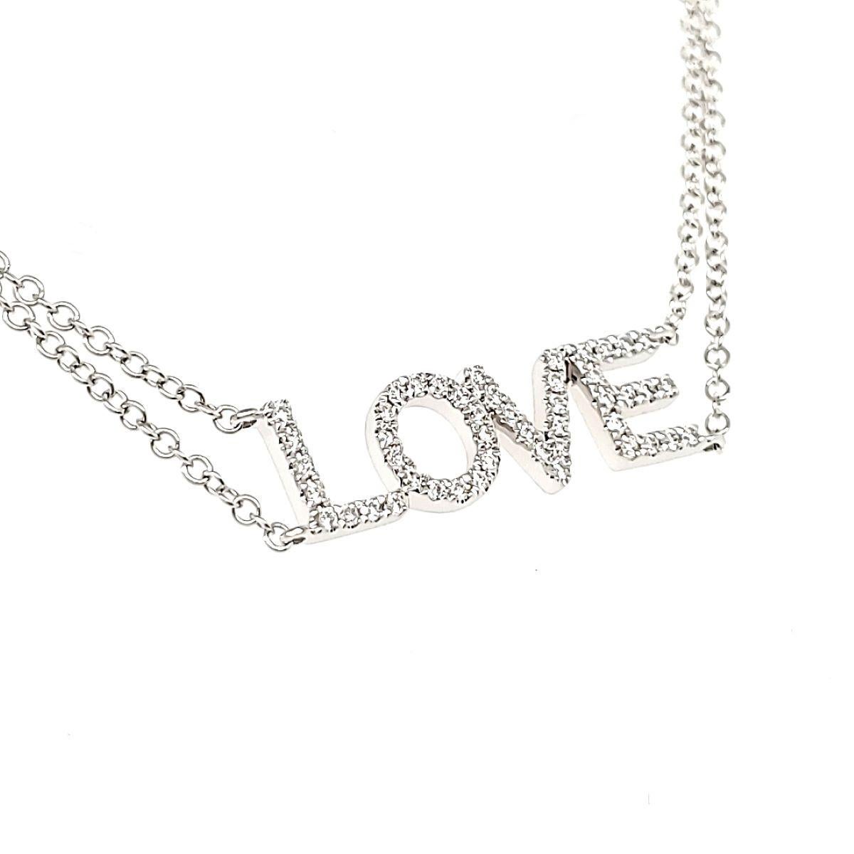 Contemporary 18k White Gold LOVE Diamond Cts 0.15 Bracelet For Sale