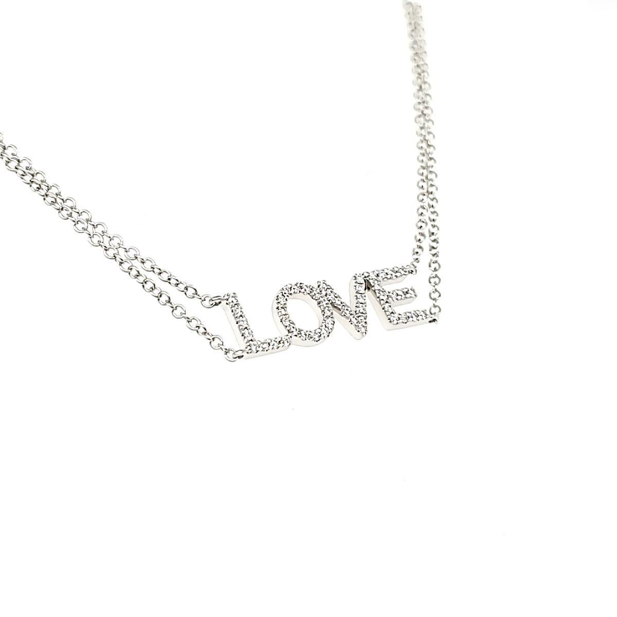 Round Cut 18k White Gold LOVE Diamond Cts 0.15 Bracelet For Sale