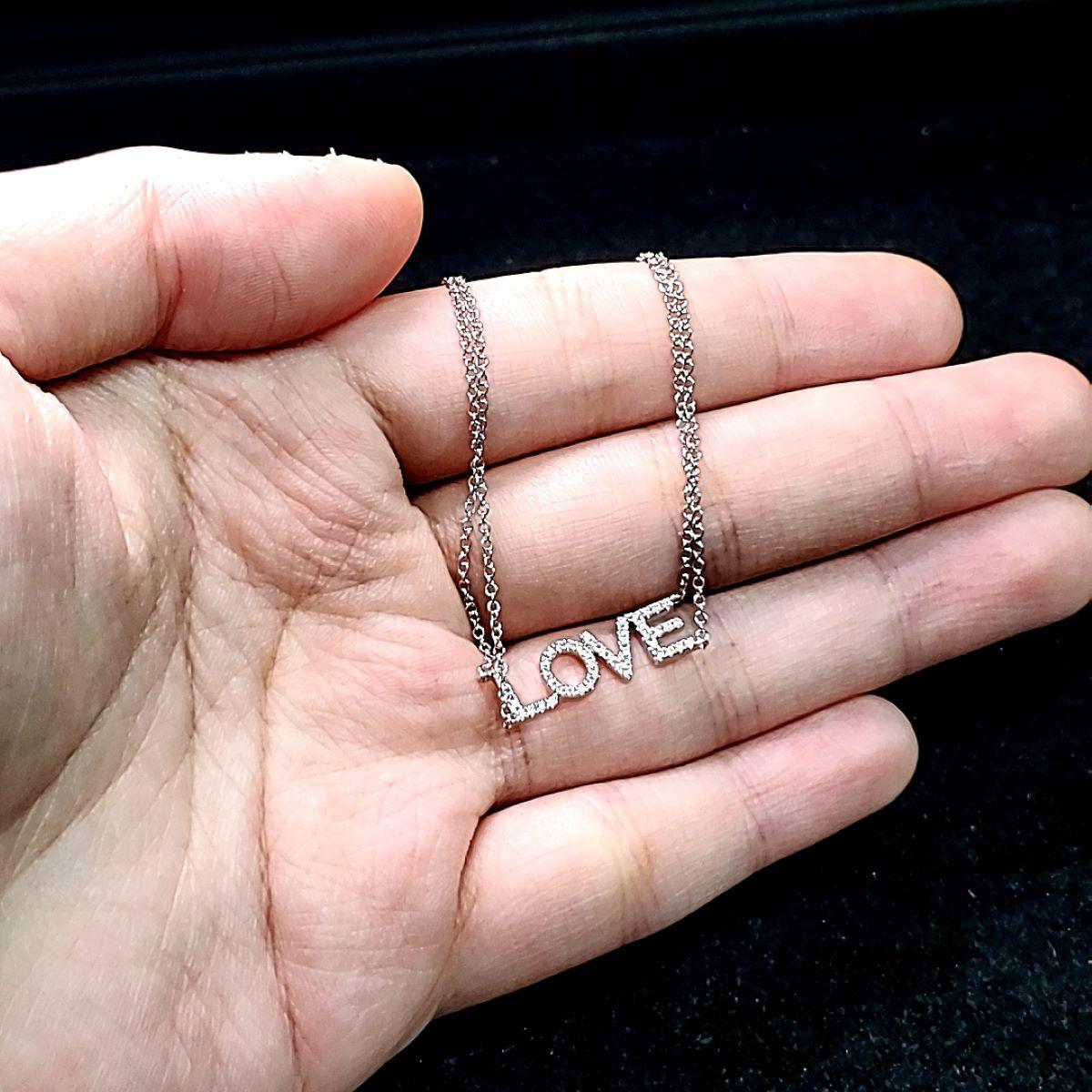 Women's 18k White Gold LOVE Diamond Cts 0.15 Bracelet For Sale