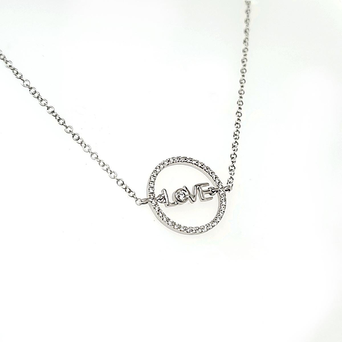 Contemporaneo Bracciale LOVE in oro bianco 18k con diamante a cerchio 0,12 carati in vendita