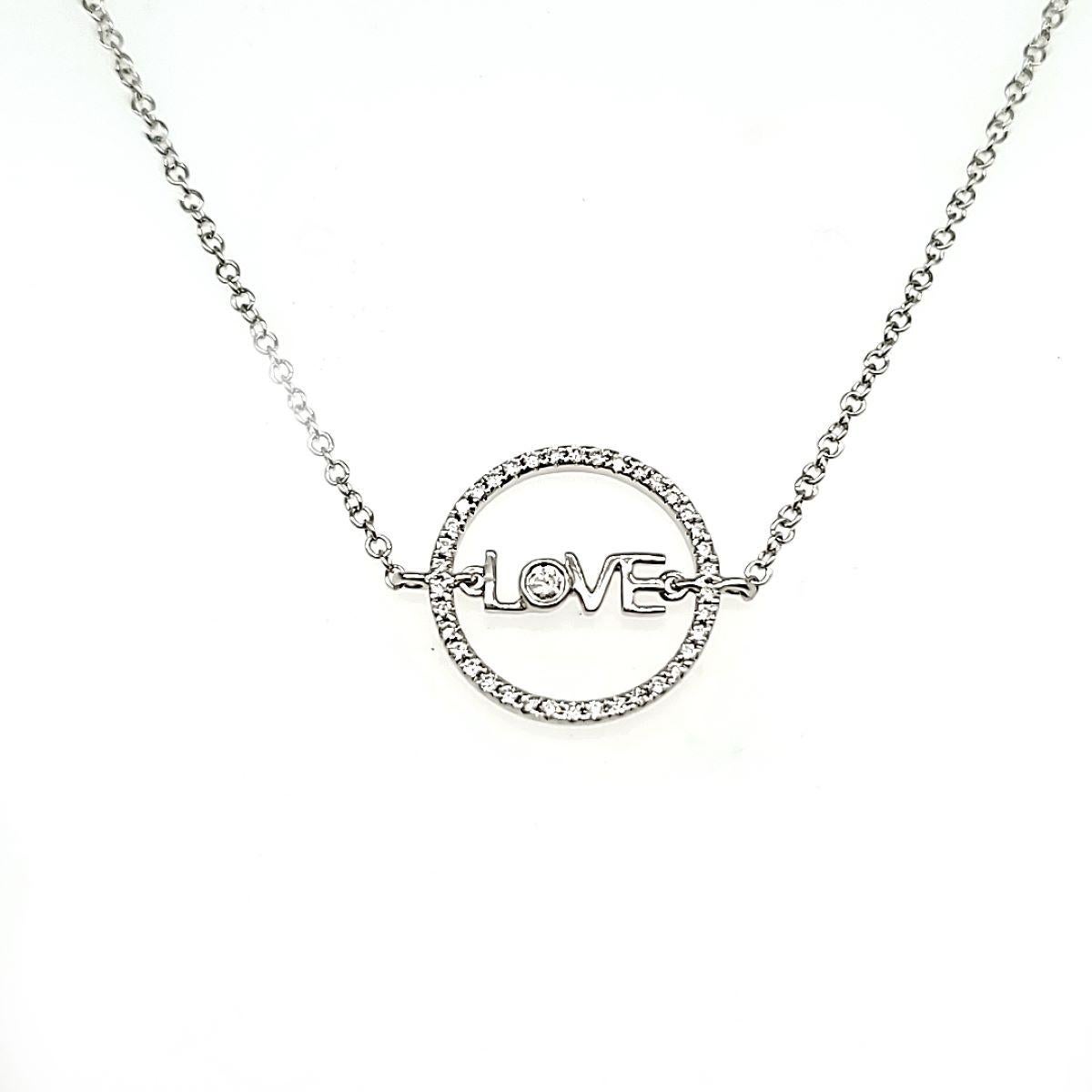 Taglio rotondo Bracciale LOVE in oro bianco 18k con diamante a cerchio 0,12 carati in vendita