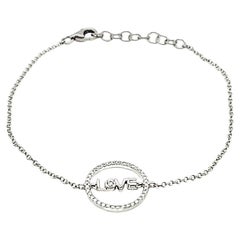 18k White Gold LOVE Hoop Diamond Cts 0.12 Bracelet