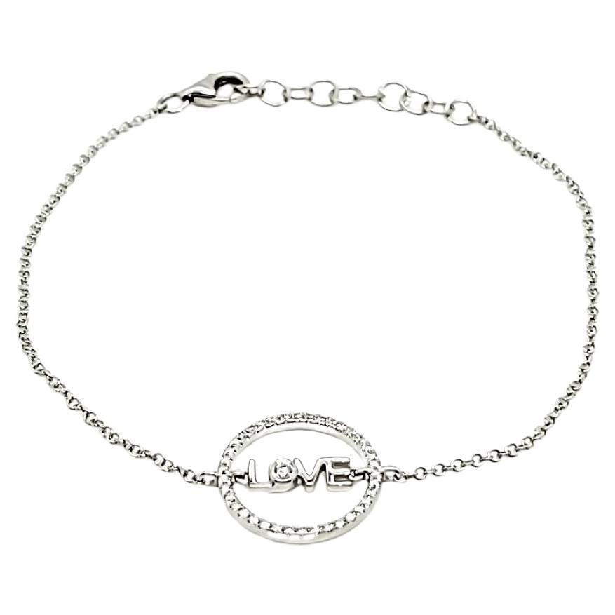 Bracciale LOVE in oro bianco 18k con diamante a cerchio 0,12 carati in vendita