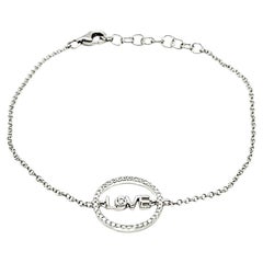 18k White Gold LOVE Hoop Diamond Cts 0.12 Bracelet