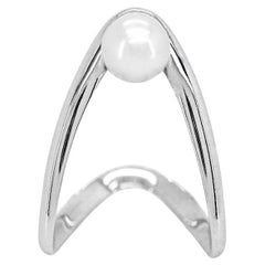 Anello Cocktail Cosmic Essential in oro bianco 18K Made in Italy con perla