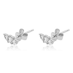 18K White Gold Marquise and Baguette Cut Diamond Crawler Earrings