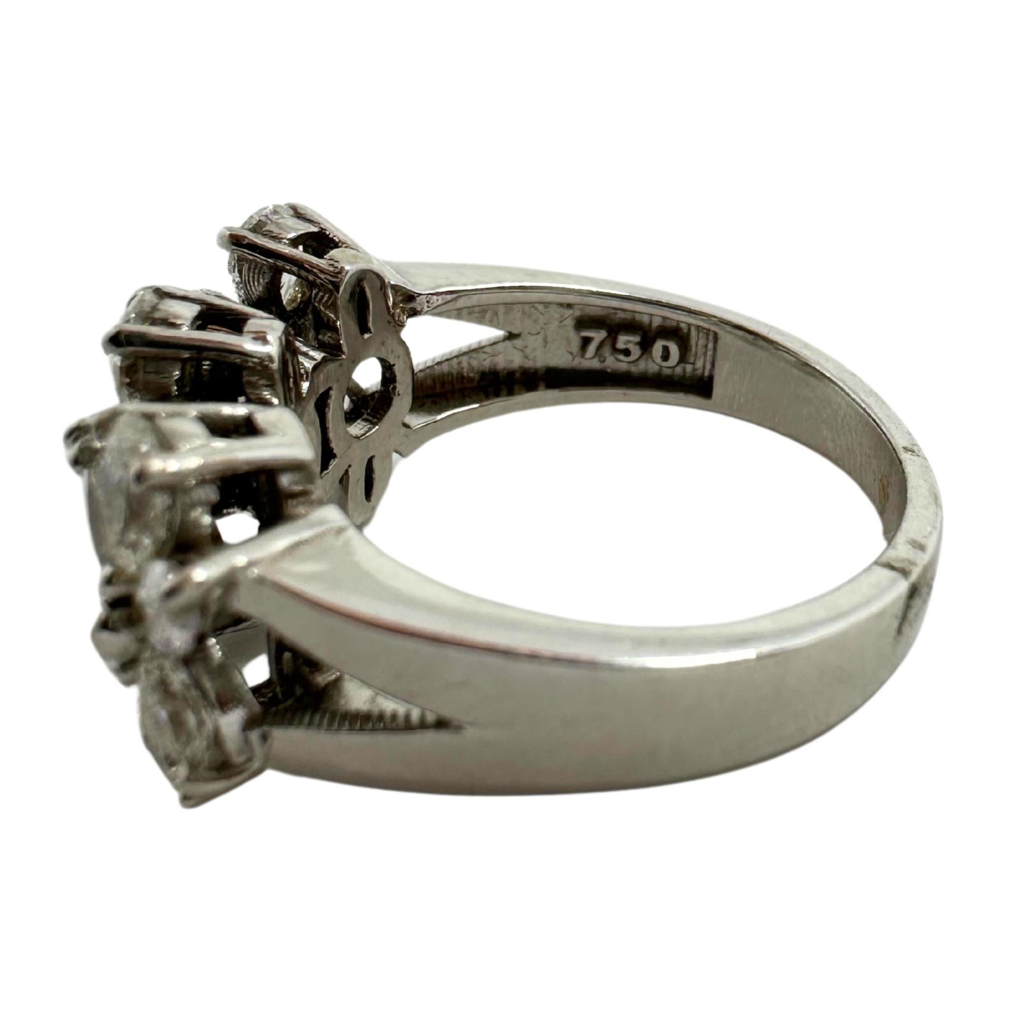 18K White Gold Marquise and Pear Cut Diamond Band Ring For Sale 5