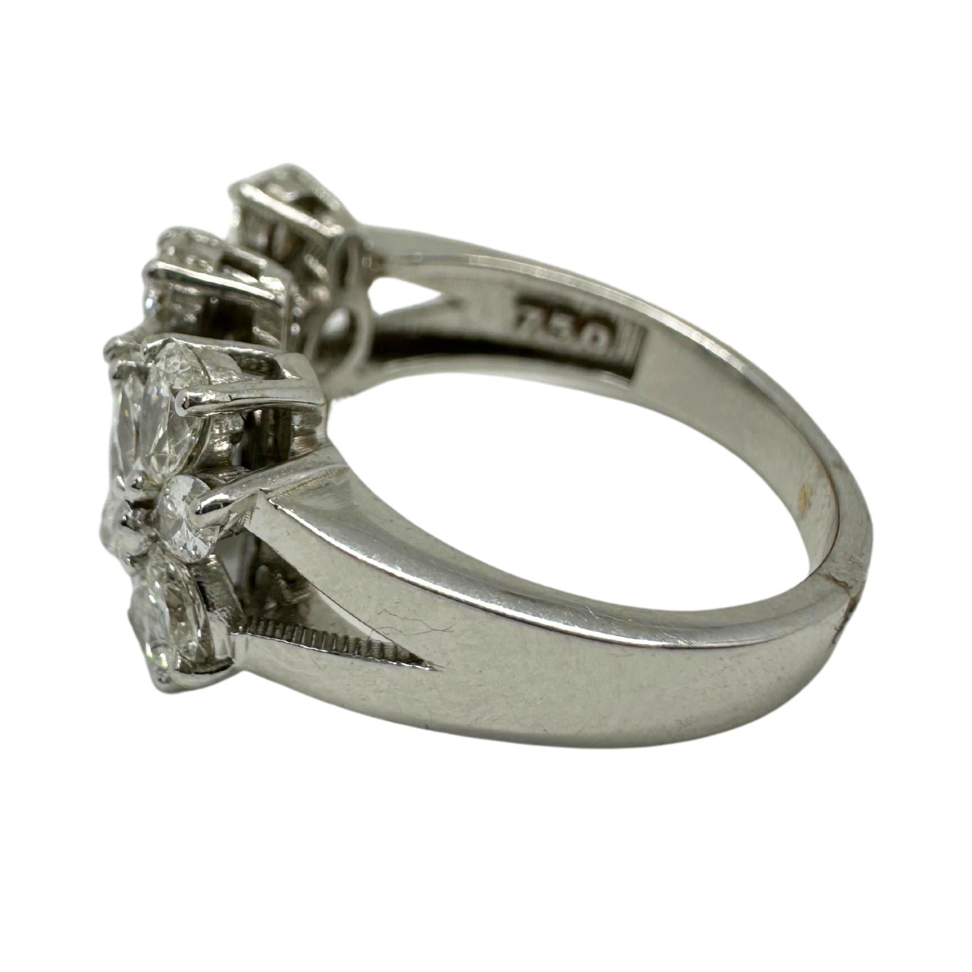18K White Gold Marquise and Pear Cut Diamond Band Ring For Sale 6