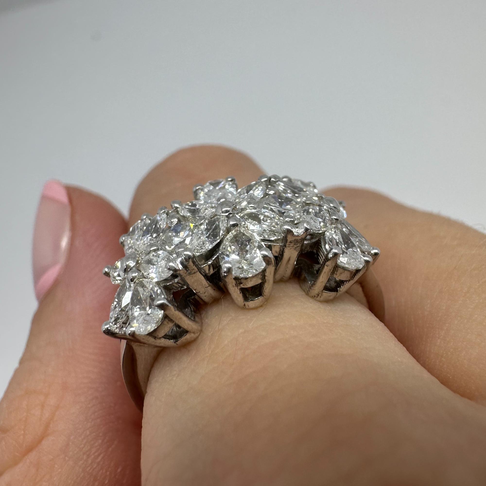 18K White Gold Marquise and Pear Cut Diamond Band Ring For Sale 8