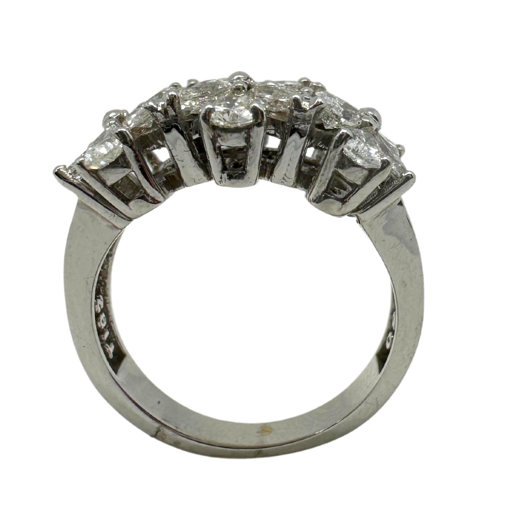 18K White Gold Marquise and Pear Cut Diamond Band Ring In Good Condition For Sale In New York, NY