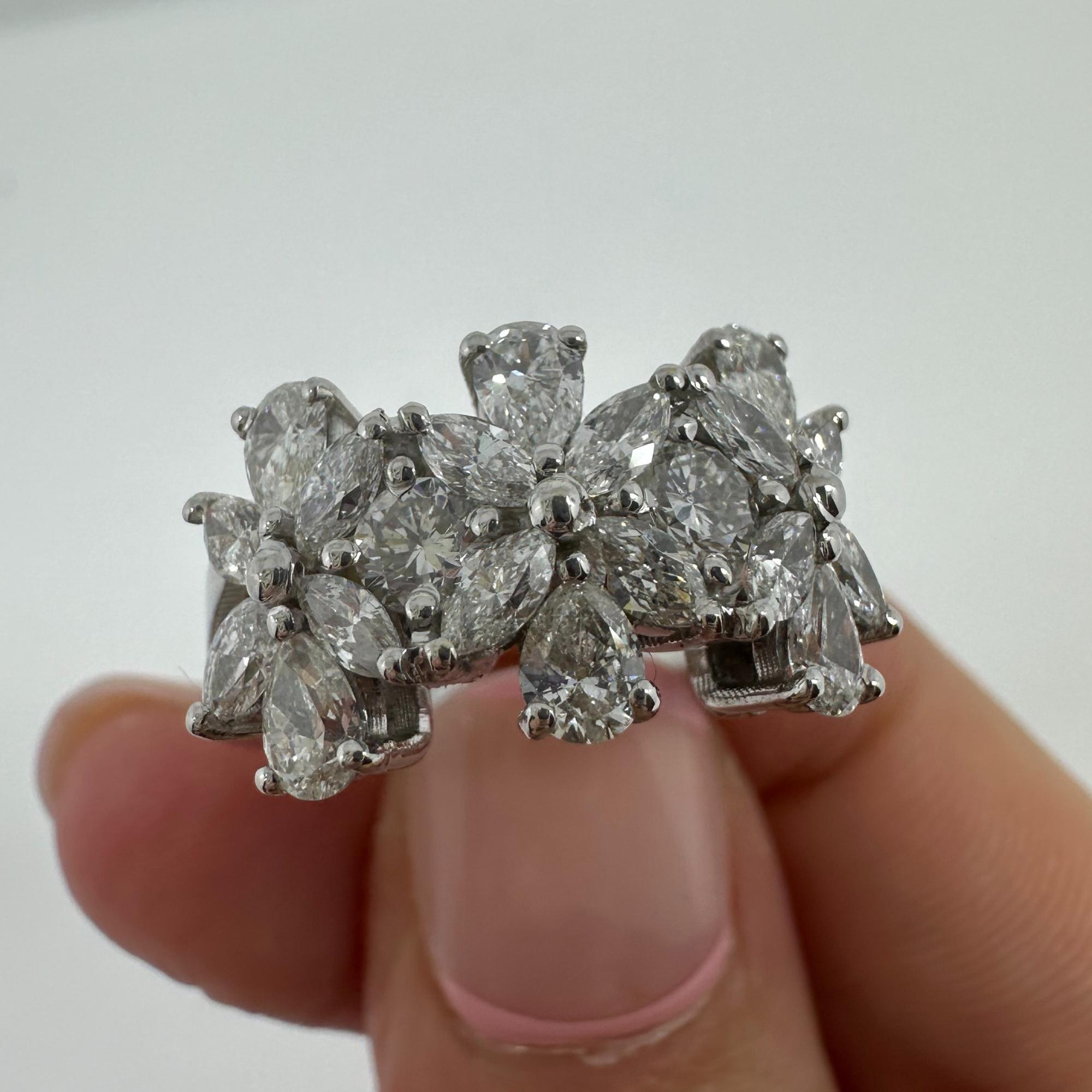 18K White Gold Marquise and Pear Cut Diamond Band Ring For Sale 1