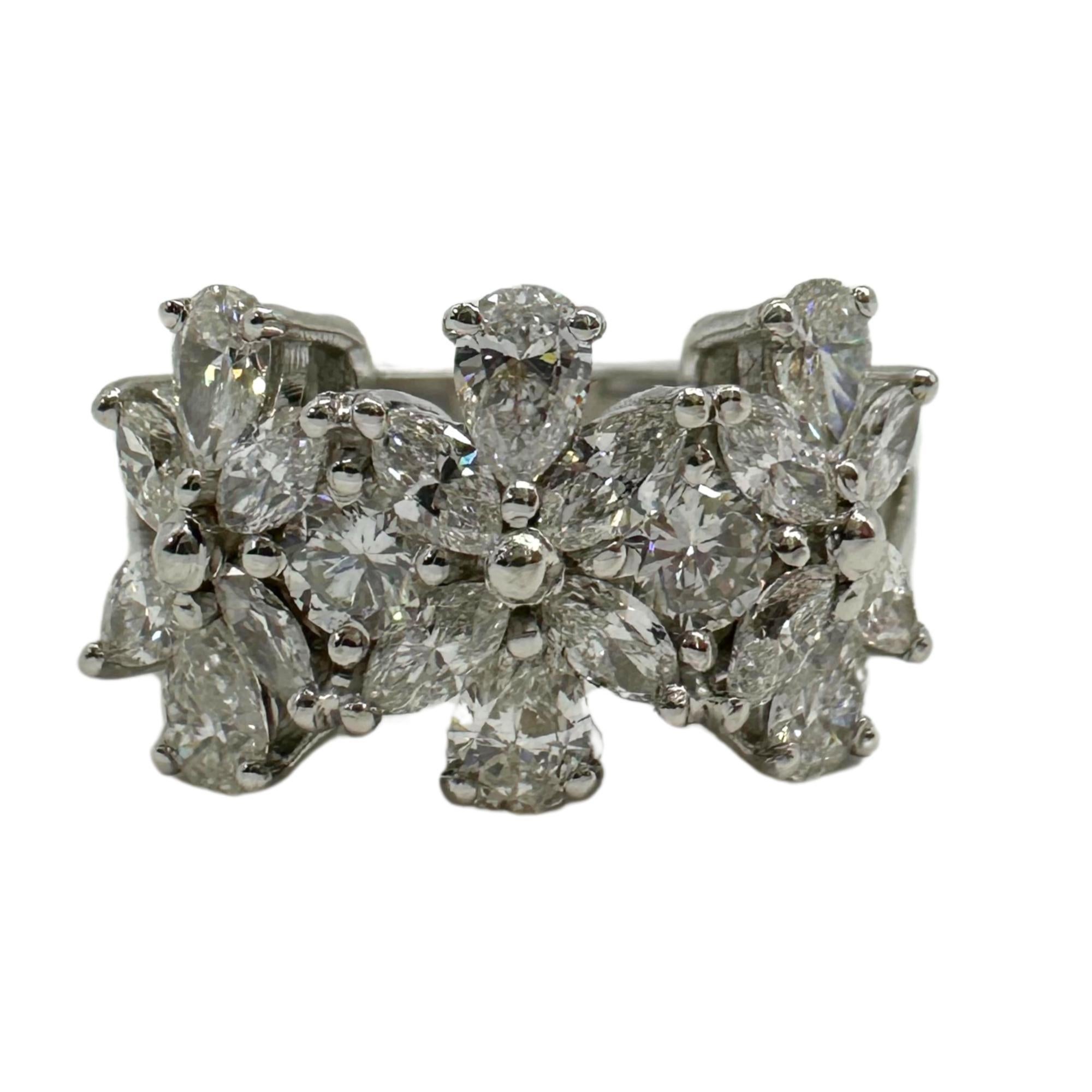 18K White Gold Marquise and Pear Cut Diamond Band Ring For Sale 3