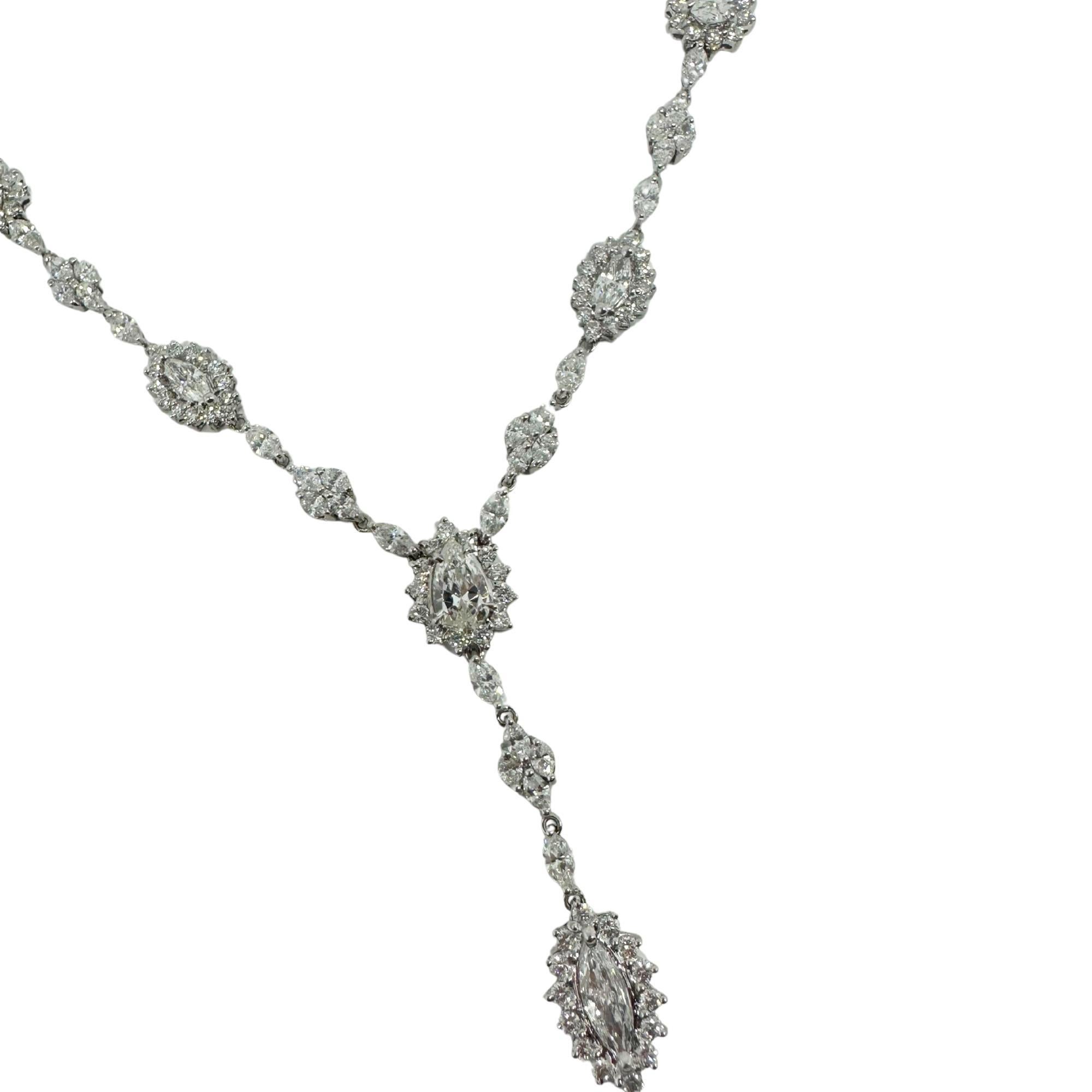 Collier Lariat en or blanc 18K avec diamants en forme de poire et de marquise Pour femmes en vente