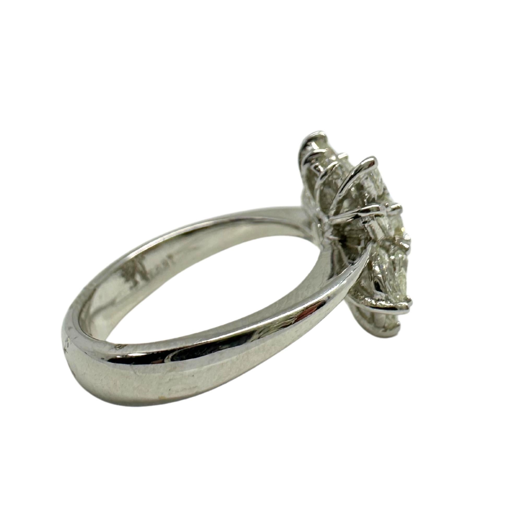 Women's 18K White Gold Marquise and Pear Cut Diamond Ring For Sale