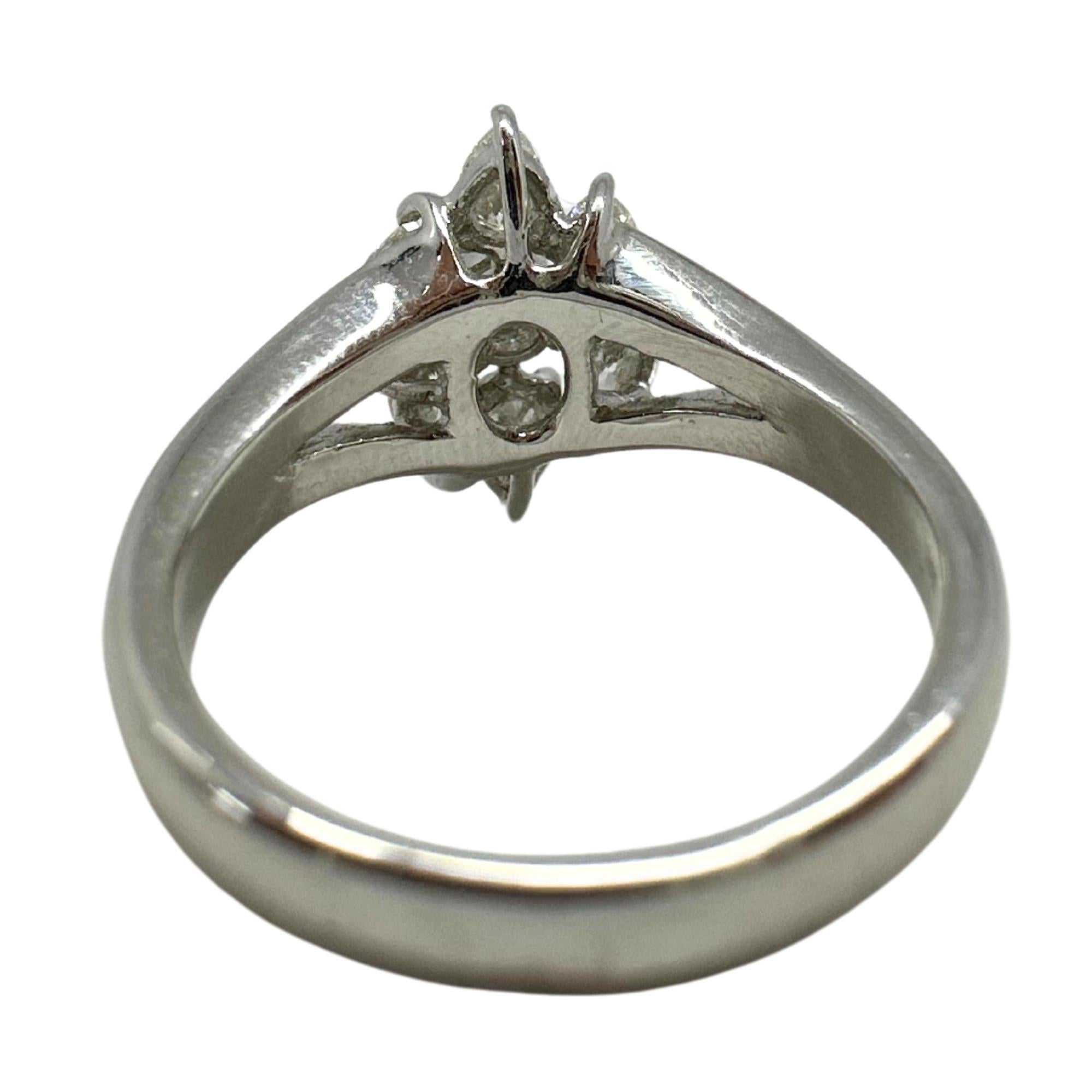 Women's 18K White Gold Marquise and Pear Cut Diamond Ring For Sale