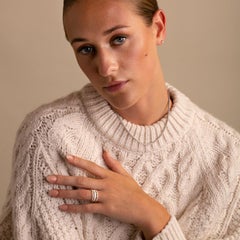 18K White Gold Marquise and Round Diamond 3/4 Eternity Band Ring