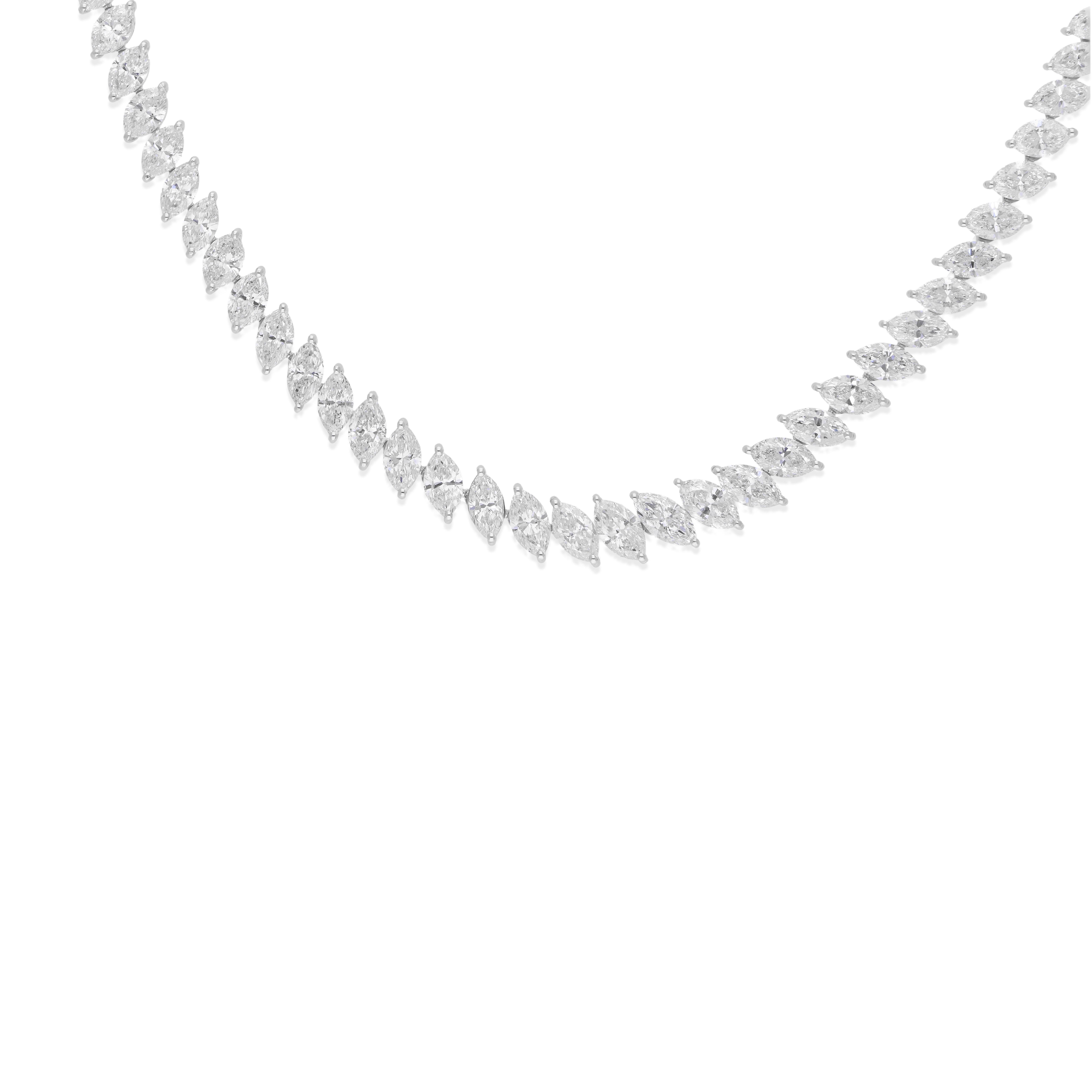 Collar de oro blanco de 18 quilates con diamantes naturales talla marquesa de 15,55 quilates Regalo para mamá Moderno en venta