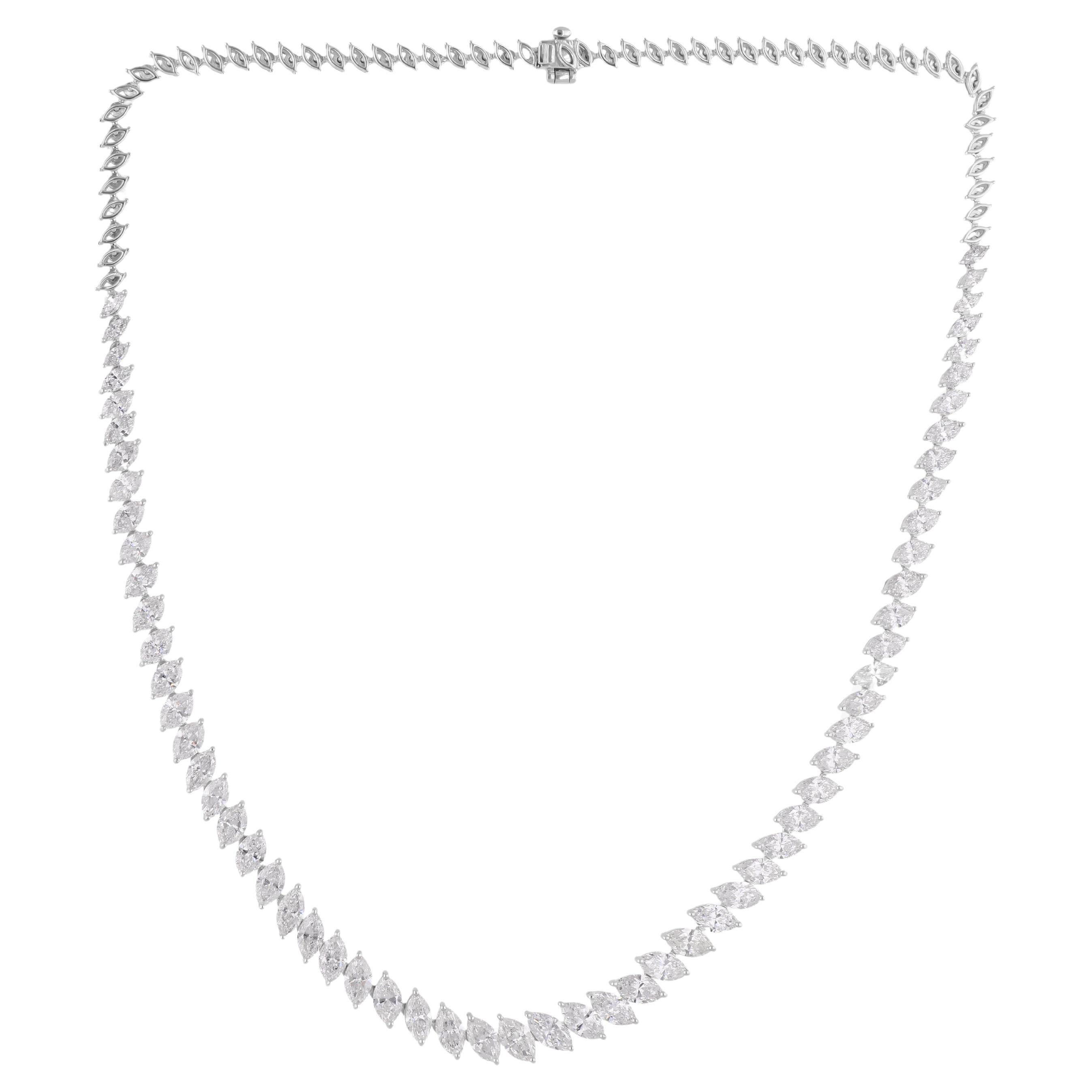 Collana Tennis in oro bianco 18K con diamanti naturali taglio marquise da 15,55 carati, regalo per la mamma