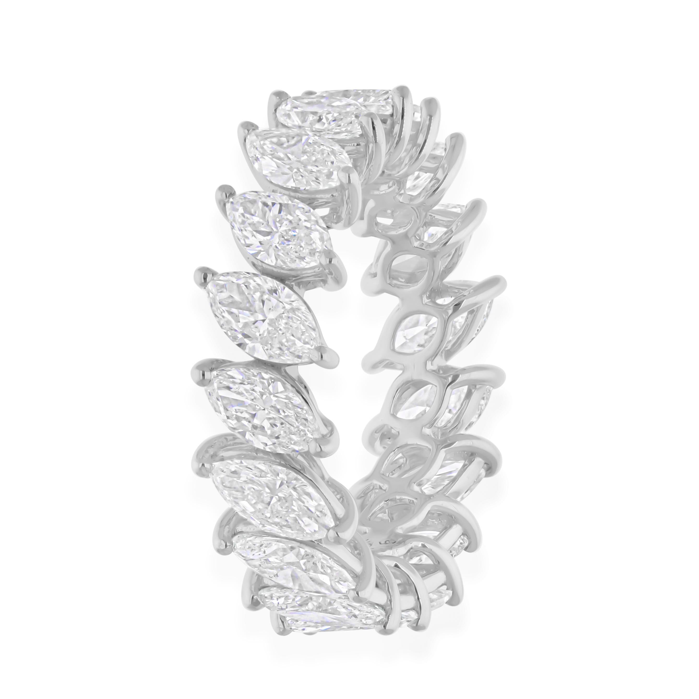 En venta: Anillo de oro blanco de 18 quilates con corte marquesa y 4,58 quilates de diamantes para mujer  5