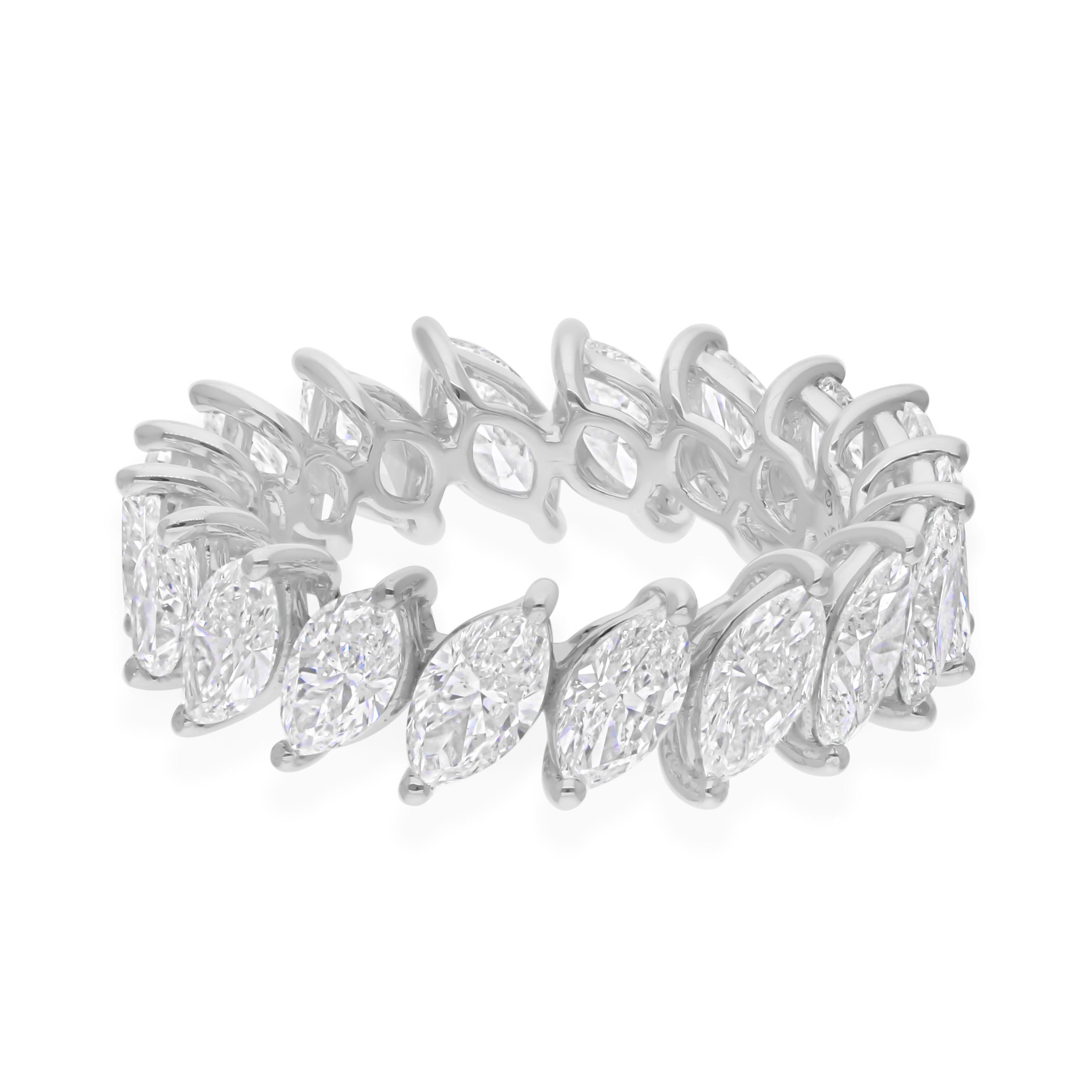 En venta: Anillo de oro blanco de 18 quilates con corte marquesa y 4,58 quilates de diamantes para mujer  6