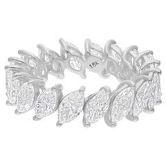 Anillo de oro blanco de 18 quilates con corte marquesa y 4,58 quilates de diamantes para mujer