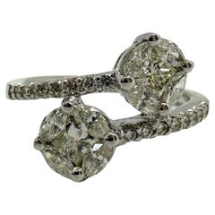 18k White Gold Marquise Cut Diamond Bypass Ring