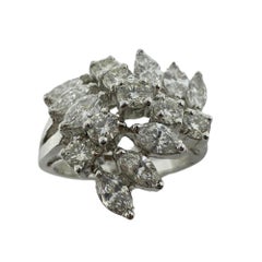 18K White Gold Marquise Cut Diamond Cluster Ring