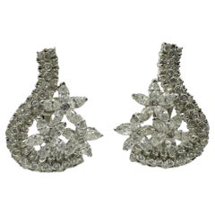 Pendientes de diamantes talla marquesa de oro blanco de 18 quilates