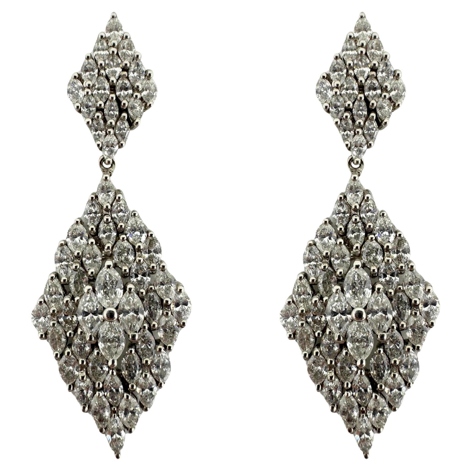 18K White Gold Marquise Cut Diamond Earrings
