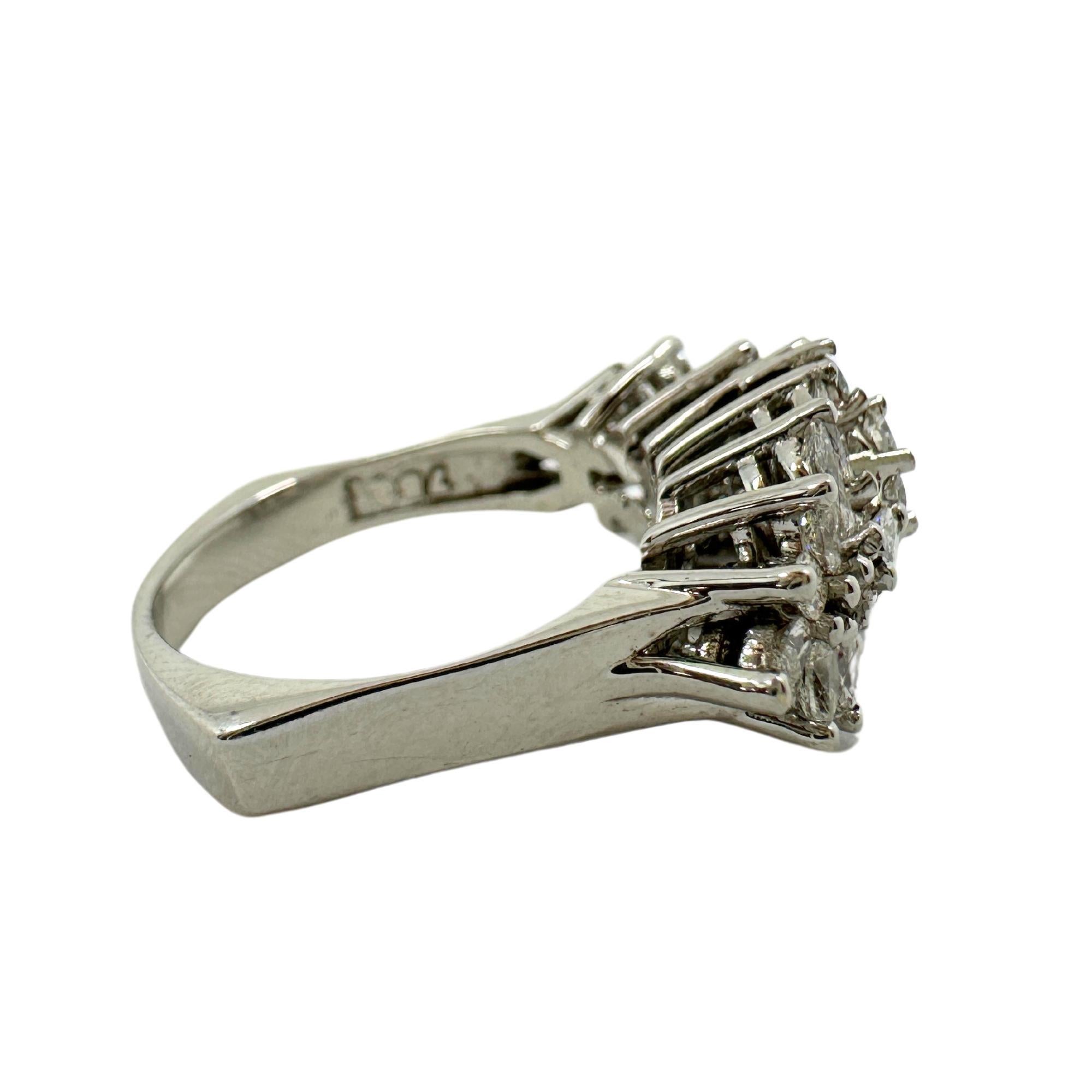 18k White Gold Marquise Cut Diamond Ring For Sale 1