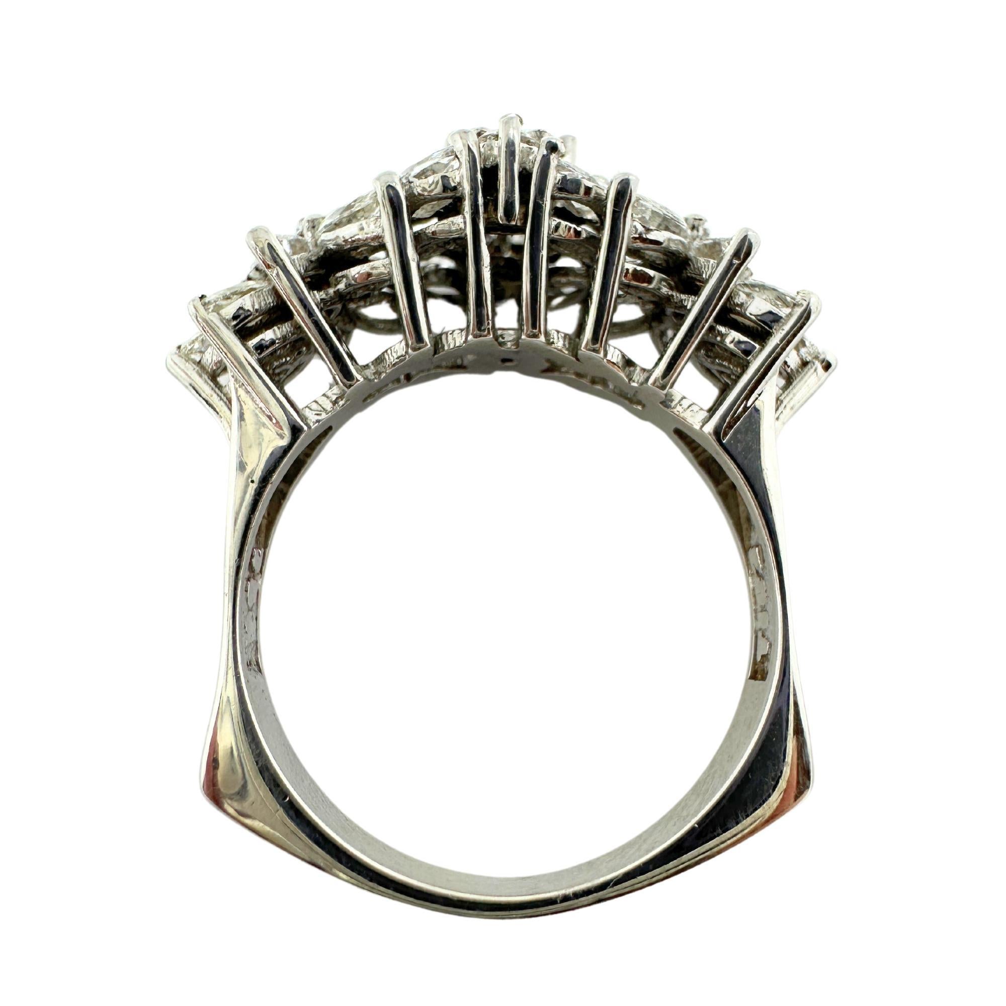 18k White Gold Marquise Cut Diamond Ring For Sale 2