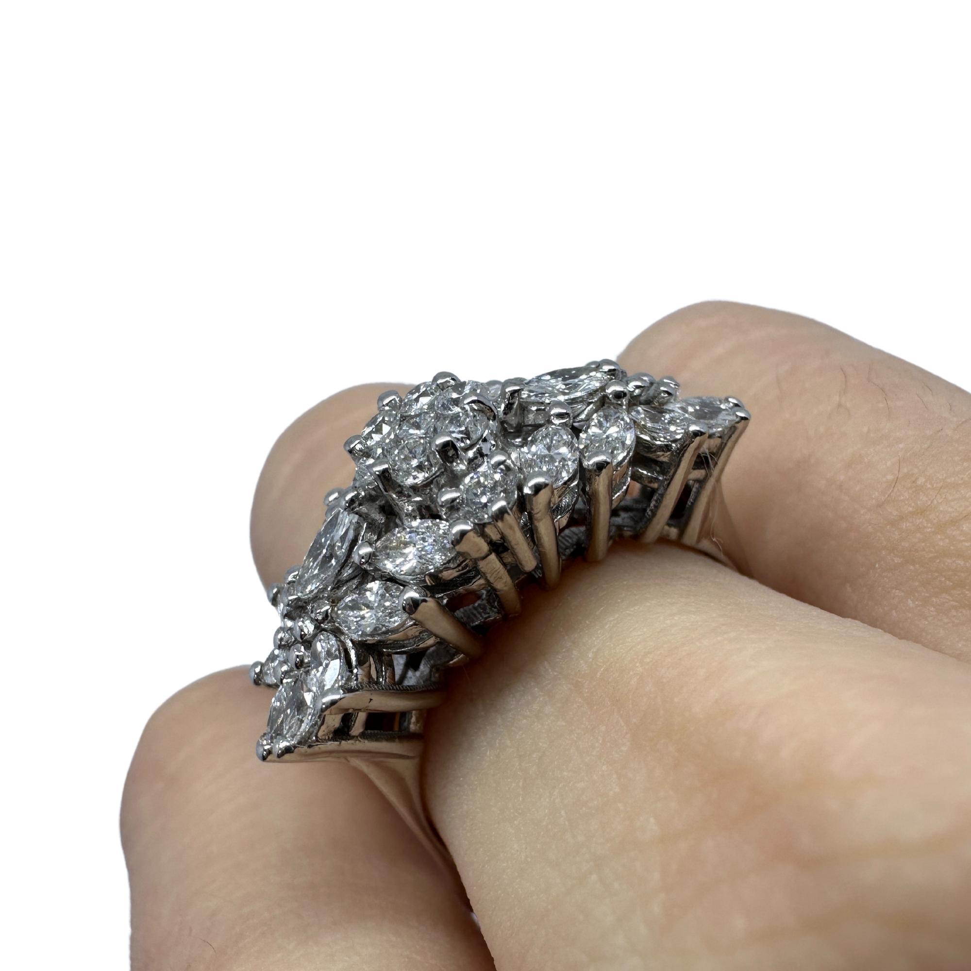 18k White Gold Marquise Cut Diamond Ring For Sale 3