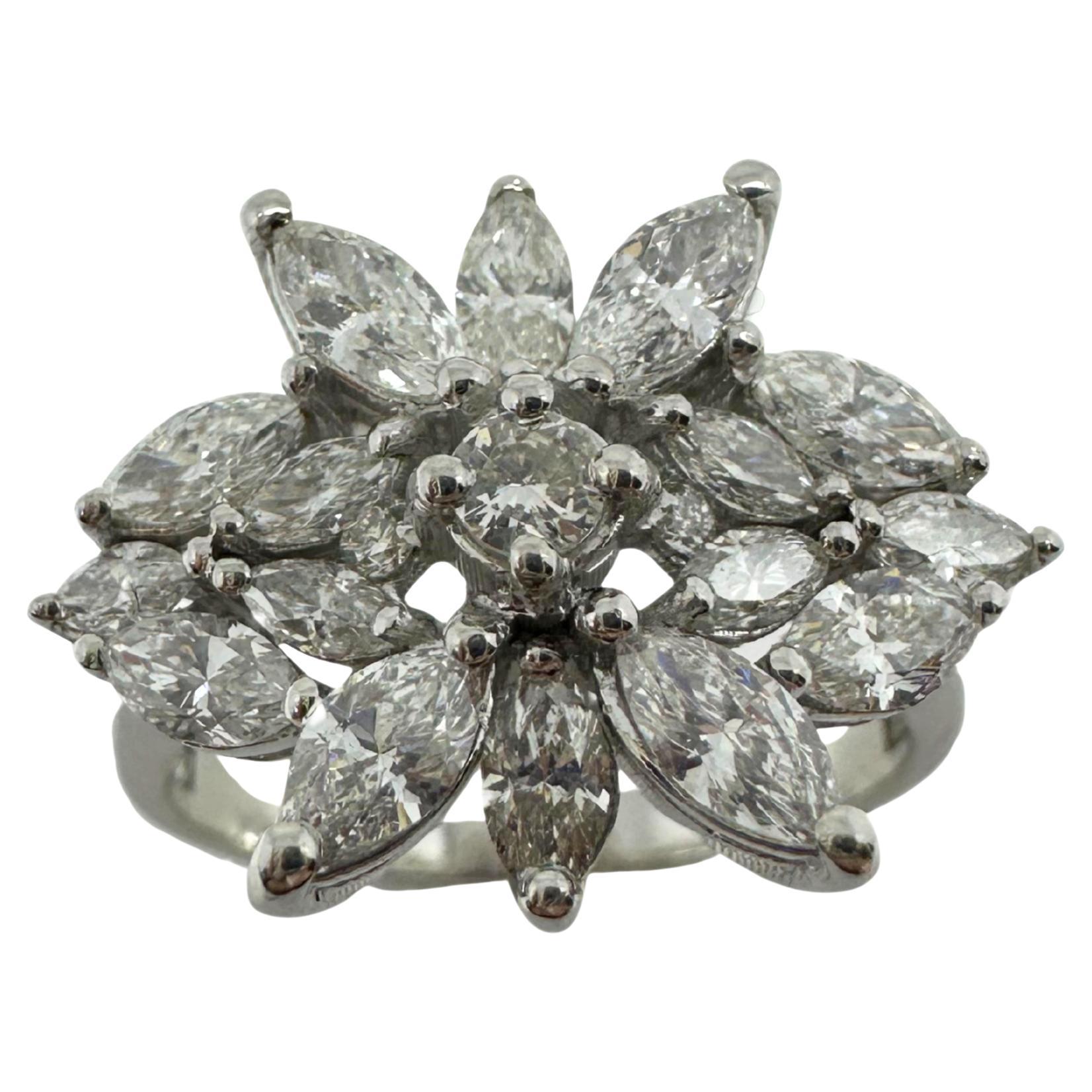 18K White Gold Marquise Cut Diamond Ring