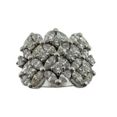 18K White Gold Marquise Cut Diamond Wide Band Ring