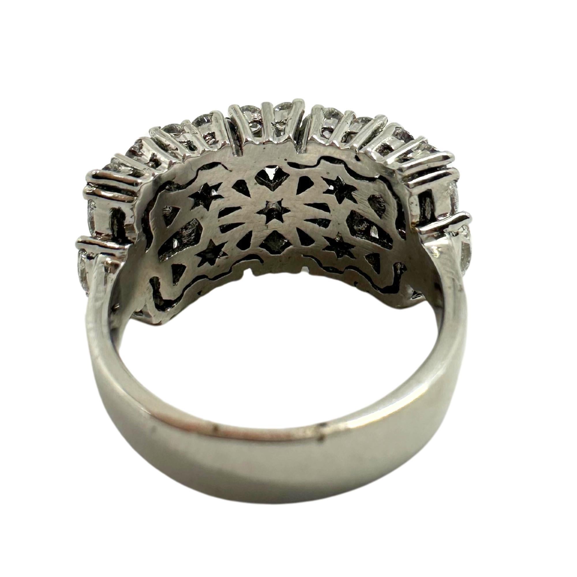 18K White Gold Marquise Cut Diamond Wide Band Ring For Sale 2