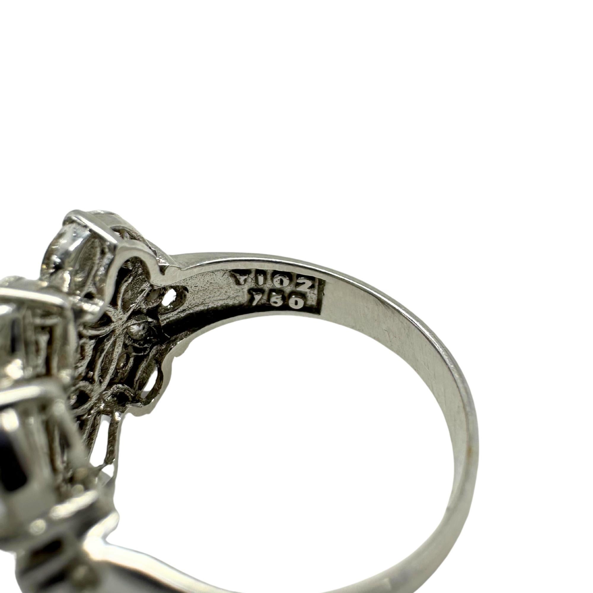 Anello a fascia larga con diamante taglio marquise in oro bianco 18 carati in vendita 1