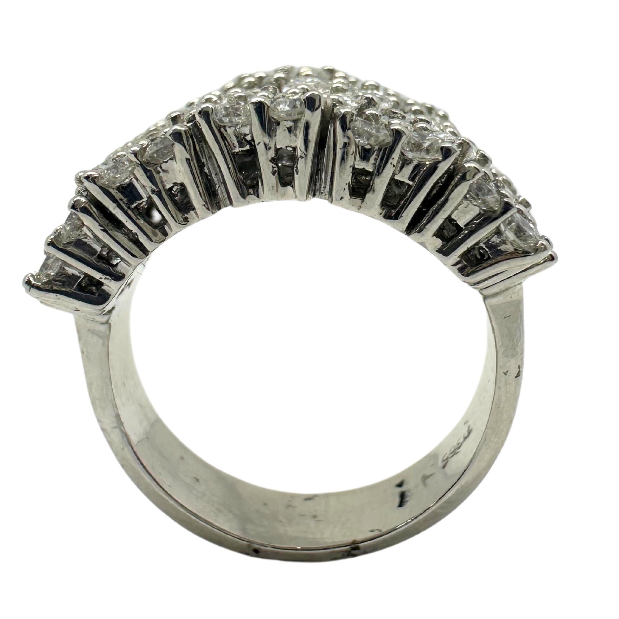 18K White Gold Marquise Cut Diamond Wide Band Ring For Sale 3