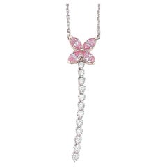 18K White Gold Marquise-Cut Fancy Pink Diamond & Diamond Pendant Necklace