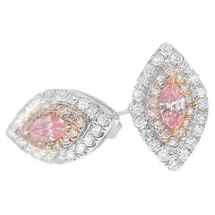 Pendientes de oro blanco de 18 quilates con diamante rosa fantasía talla marquesa