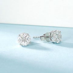 18K White Gold Marquise-Cut White Diamond Stud Earrings